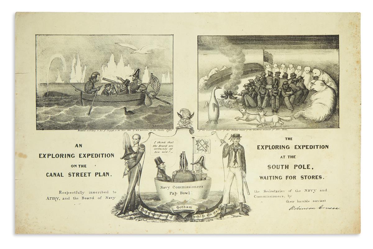 (ANTARCTICA.) An Exploring Expedition on the Canal Street Plan / The Exploring Expedition at the South Pole, Waiting for Stores.